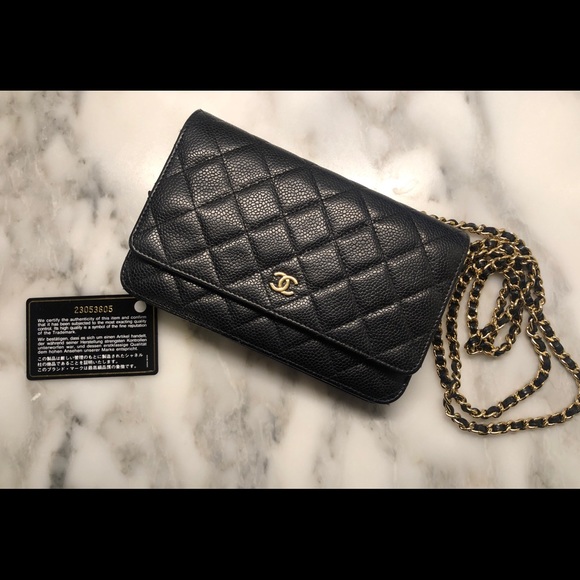 CHANEL Handbags - Chanel WOC Gold Chain w/ Caviar Leather